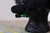 Close up view of NVIS green filtered Gen II lip light for Bose aviation headset